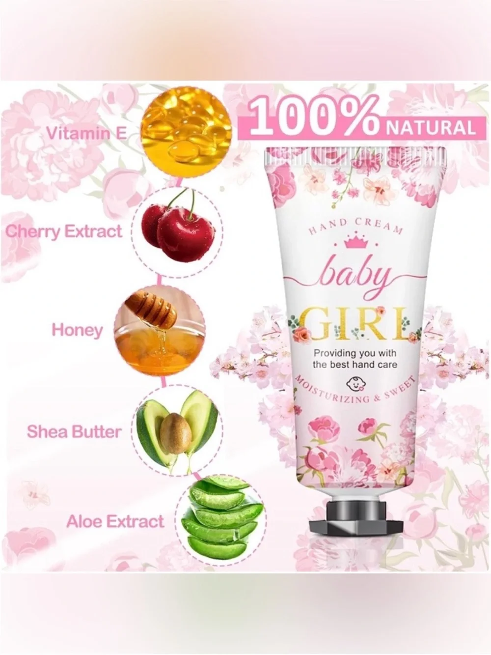 Baby Girl Pink Floral Hand Cream Baby shower Favor Set of 60 NWT